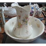 Early 20th century Devon ware Fielding's Staffordshire floral jug and basin set. (B.P. 24% incl.