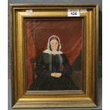 British school (19th century) portrait of a lady, oils on canvas. Framed. 34.5 x 19 cm approx. (B.P.