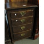 Good quality reproduction oak straight front narrow chest of four drawers,