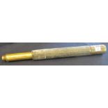 Brass single drawer leather covered telescope. Unnamed. (B.P. 24% incl.