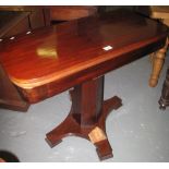 19th century mahogany tea table on quadraform base. (B.P. 24% incl.