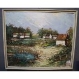 Elliot, a country farmstead, signed oils on canvas. Framed. 52 x 60. (B.P. 24% incl.