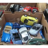 Two boxes of Minichamps Burago and other Die-cast model vehicles (unboxed),