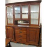 Edwardian oak two stage cabinet and mirror backed dresser. (B.P. 24% incl.