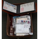 Box with collection of covers and first day covers in several albums.