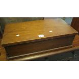 Late 19th century oak box of rectangular form and small proportions with brass handles. (B.P.