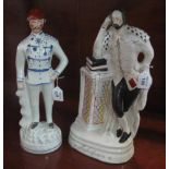 Two late 19th century Staffordshire potter flat backed figures: Shakespeare and General Gordon.
