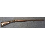 Single barrelled flint lock muzzle loading shot gun by Gill. Missing its lock. (B.P. 24% incl.