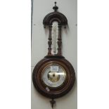 20th century walnut carved wall barometer. (B.P. 24% incl.
