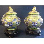 Pair of Chinese enamel baluster shaped vases and covers,