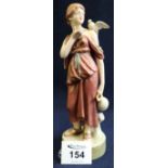 Royal Ducks porcelain figurine of a lady in robes with bird on shoulder and jug in hand,