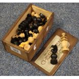 Staunton type boxwood chess set in wooden box. (B.P. 24% incl.