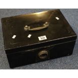 Enamelled metal strong box appearing to have combination type lock. (B.P. 24% incl.