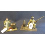 Bergman Austrian cold painted bronze figure of an Arab with large musket, coffee pot and stand.