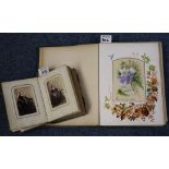 Two Victorian photograph albums containing some old portrait photographs. (B.P. 24% incl.