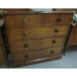 Victorian mahogany straight front chest with two short,