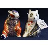 Two Royal Crown Derby bone china paper weights,
