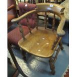 Early 20th century mixed woods smokers bow arm chair. (B.P. 24% incl.