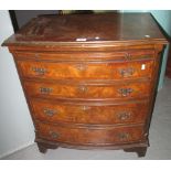 Early 20th century walnut bow front chest with four drawers, on bracket feet. (B.P. 24% incl.