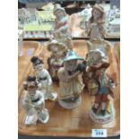 Tray of six continental figurines together with a pair of oriental design figurines. (B.P. 24% incl.