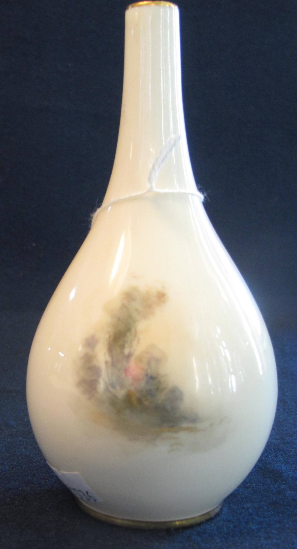 Royal Worcester porcelain bottle vase with hand painted decoration of two pheasants in a landscape, - Image 3 of 4