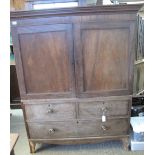 19th century Welsh mahogany blind paneled linen press cupboard. Water damaged.