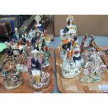 Two trays of 19th century Staffordshire flat back figurines and figure groups various. (2) (B.P.