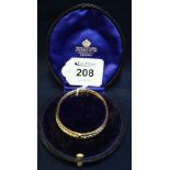 9ct gold bangle approx weight 12g. (B.P. 24% incl.