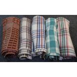 Four Welsh tartan blankets and another. (5) (B.P. 24% incl.