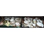 Two boxes of assorted china to include Duchess bone chine teaware, other floral teaware,