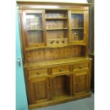 Modern, pine, two-stage cabinet back dog kennel dresser. (B.P. 24% incl.