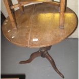 19th century oak tilt-top circular tripod table. (B.P. 24% incl.