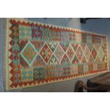 A vegetable dye wool Chobi Kelim runner 196x72cm. (B.P. 24% incl.