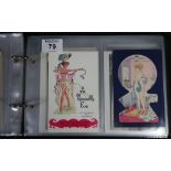 Postcards - selection of erotic/glamour cards in green album. (B.P. 24% incl.