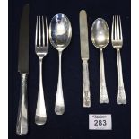 Silver 'Tiffany' three-piece Christening cutlery set together with silver,