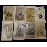 Bundle of assorted carte de visite type photographic portrait cards.