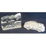 French Daum glass intaglio ornament depicting a steam train. 15.5 cm long approx.