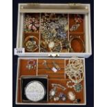 Collection of costume jewellery in a jewellery box. (B.P. 24% incl.