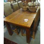 Halo rustic modern hardwood table on chunky, square legs,