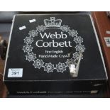 Webb Corbett fine English hand made crystal set of six whiskey tumblers in original box. (B.P.