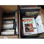 Two boxes of books, soft back and hardbacks: Wildlife Watch, Italian Quick Language Course etc.