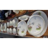 Three trays of Myott's 'china-lyke' Staffordshire hunting scene dinnerware to include lidded