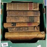 Group of leather bound antiquarian books to include Classical Dictionary,