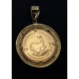 One tenth crew grand coin in diamond set pendant mount. (B.P. 24% incl.