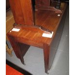 19th century mahogany drop leaf table on square tapering legs and casters. (B.P. 24% incl.