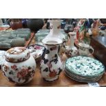 A mixture of Mason's Ironstone design items to include; ginger jar and cover, vases, plates etc.