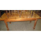 20th Century pine rectangular kitchen table on baluster turned supports. (B.P. 24% incl.