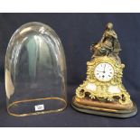 19th Century Leroy of Paris gilt spelter figural mantel clock with French drum movement,