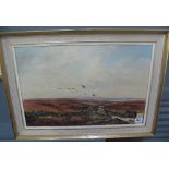 Peter Oliver (British, 20th Century), a covey of grouse on a moor, signed, oils on canvas.