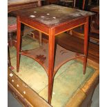 Edwardian mahogany inlaid occasional table on under tier. (B.P. 24% incl.